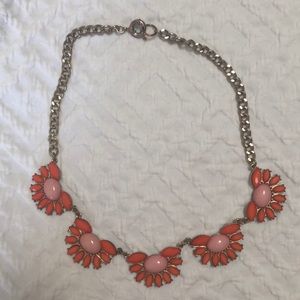 Pink and orange flower statement necklace